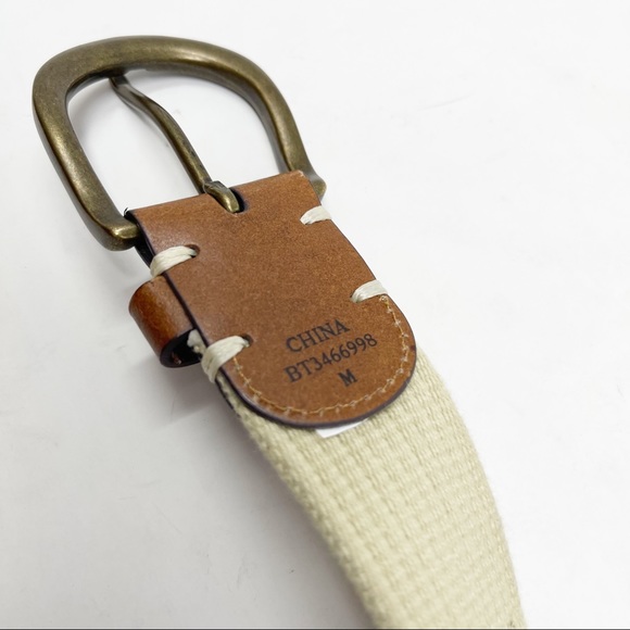 FOSSIL Women’s Canvas Leather Patchwork Belt Brass Hardware - Picture 6 of 8